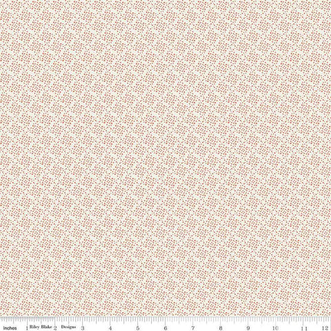 Image of Juju&#39;s Petals Dots Cream quilting cotton fabric by Judi Madsen for Riley Blake Designs. Features dots on an off-white background. Cute Little Fabric Shop