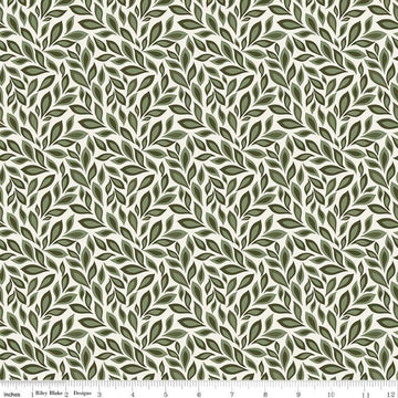 Image of Juju's Petals Leaves Cream quilting cotton fabric by Judi Madsen for Riley Blake Designs. Features leaves on an off-white background. Cute Little Fabric Shop