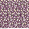 Image of Juju's Petals Dance Purple quilting cotton fabric by Judi Madsen for Riley Blake Designs. Features flowers on a purple background. Cute Little Fabric Shop
