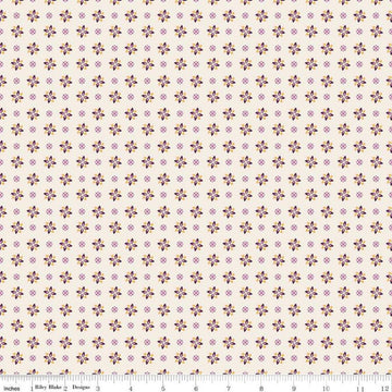 Image of Juju's Petals Calico Cream quilting cotton fabric by Judi Madsen for Riley Blake Designs. Features flowers on an off-white background. Cute Little Fabric Shop