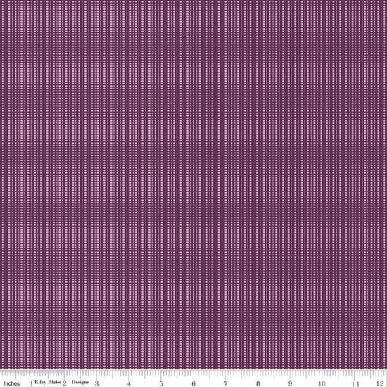 Image of Juju's Petals Stripes Purple quilting cotton fabric by Judi Madsen for Riley Blake Designs. Features stripes on a purple background. Cute Little Fabric Shop