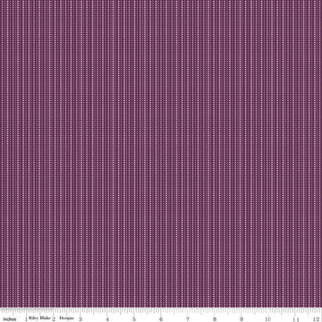 Image of Juju's Petals Stripes Purple quilting cotton fabric by Judi Madsen for Riley Blake Designs. Features stripes on a purple background. Cute Little Fabric Shop