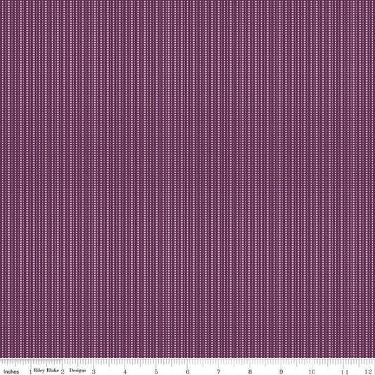 Image of Juju's Petals Stripes Purple quilting cotton fabric by Judi Madsen for Riley Blake Designs. Features stripes on a purple background. Cute Little Fabric Shop