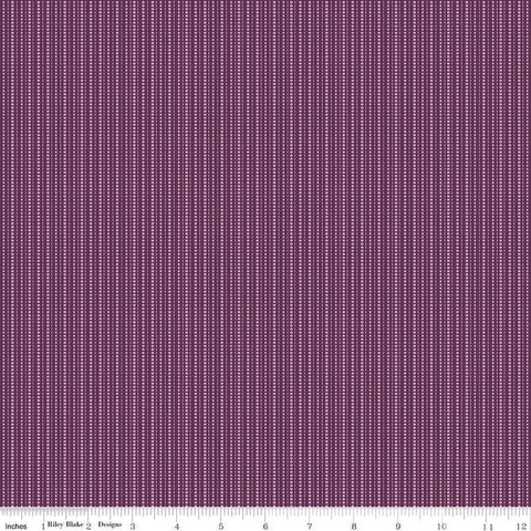 Image of Juju&#39;s Petals Stripes Purple quilting cotton fabric by Judi Madsen for Riley Blake Designs. Features stripes on a purple background. Cute Little Fabric Shop