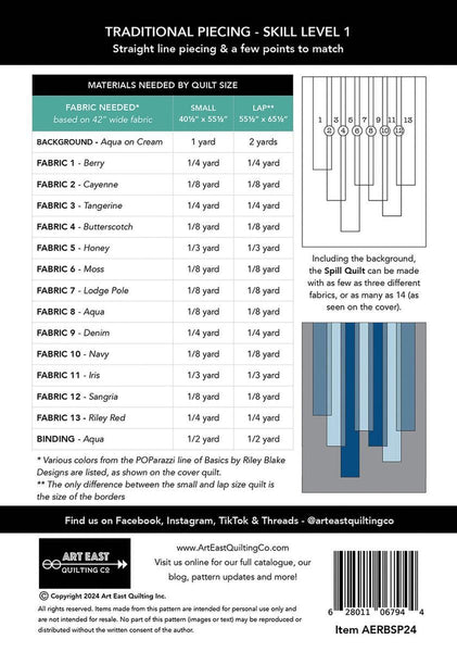 SALE The Spill Quilt PATTERN P203 by Art East Quilting Company - Riley Blake - INSTRUCTIONS Only - Multiple Sizes - Beginner