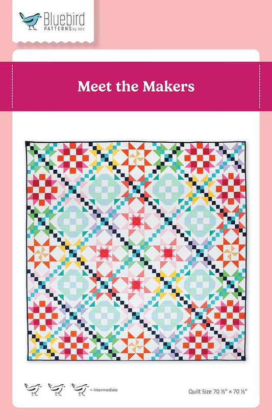 Meet the Makers Quilt Pattern - Bluebird Patterns - Riley Blake Designs - INSTRUCTIONS Only - Pieced Square Quilt