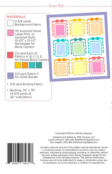 SALE Picture Wall Quilt PATTERN P180 by Wendy Sheppard - Riley Blake Designs - INSTRUCTIONS Only - Panel friendly Customizable