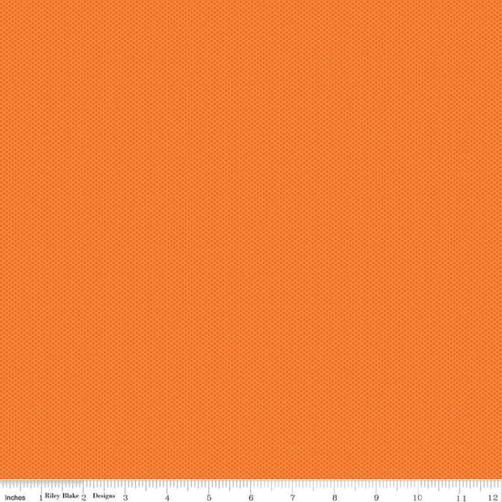 Image of Poparazzi Tangerine quilting cotton fabric by The RBD Designers for Riley Blake Designs. Features squares on an orange background. Cute Little Fabric Shop