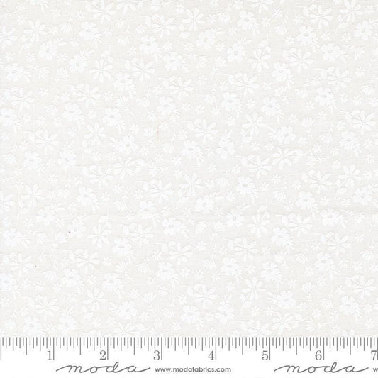 Image of Delightfully Yours Blossoms Cloud White quilting cotton fabric by Sherri & Chelsi for Moda Fabrics. Features flowers on a white background. Cute Little Fabric Shop