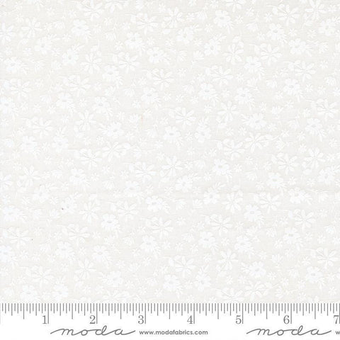 Image of Delightfully Yours Blossoms Cloud White quilting cotton fabric by Sherri & Chelsi for Moda Fabrics. Features flowers on a white background. Cute Little Fabric Shop