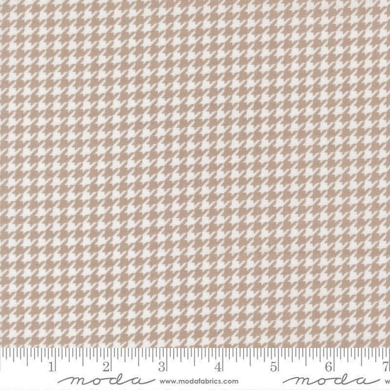 Image of Delightfully Yours Checks Stone quilting cotton fabric by Sherri & Chelsi for Moda Fabrics. Features houndstooth on a gray background. Cute Little Fabric Shop