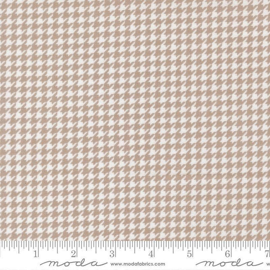 Image of Delightfully Yours Checks Stone quilting cotton fabric by Sherri & Chelsi for Moda Fabrics. Features houndstooth on a gray background. Cute Little Fabric Shop