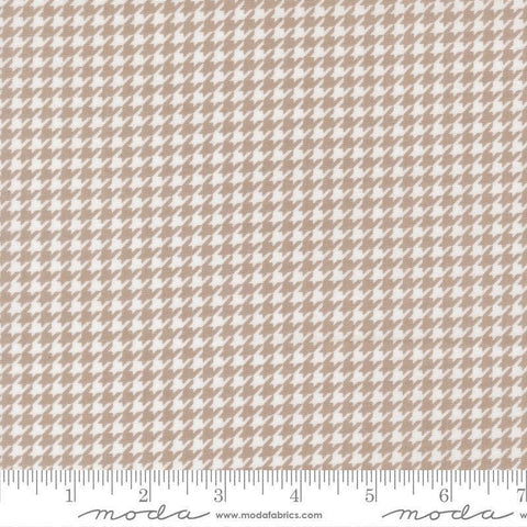 Image of Delightfully Yours Checks Stone quilting cotton fabric by Sherri & Chelsi for Moda Fabrics. Features houndstooth on a gray background. Cute Little Fabric Shop