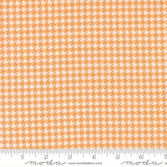 Image of Delightfully Yours Checks Apricot quilting cotton fabric by Sherri & Chelsi for Moda Fabrics. Features houndstooth on an orange background. Cute Little Fabric Shop