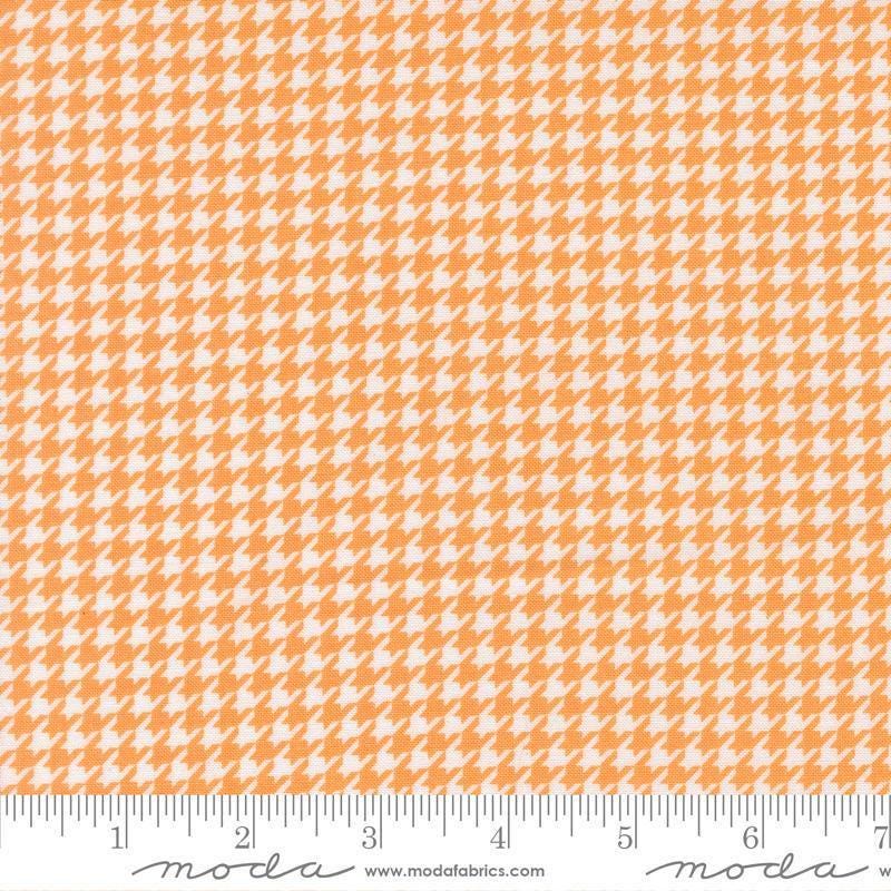 Image of Delightfully Yours Checks Apricot quilting cotton fabric by Sherri & Chelsi for Moda Fabrics. Features houndstooth on an orange background. Cute Little Fabric Shop