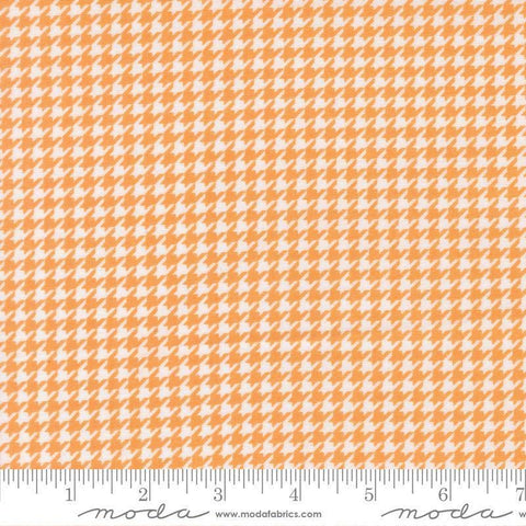 Image of Delightfully Yours Checks Apricot quilting cotton fabric by Sherri & Chelsi for Moda Fabrics. Features houndstooth on an orange background. Cute Little Fabric Shop