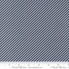 Image of Delightfully Yours Stripes Navy quilting cotton fabric by Sherri & Chelsi for Moda Fabrics. Features stripes on a blue background. Cute Little Fabric Shop