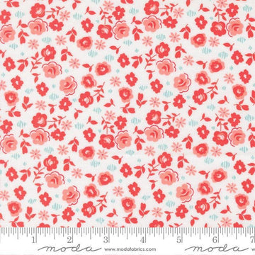 Image of Delightfully Yours Flowers Cloud Gerani quilting cotton fabric by Sherri & Chelsi for Moda Fabrics. Features flowers on a white background. Cute Little Fabric Shop