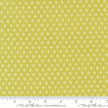 Image of Delightfully Yours Dots Chartreuse quilting cotton fabric by Sherri & Chelsi for Moda Fabrics. Features dots on a yellow background. Cute Little Fabric Shop