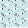 Image of Flannel Winter Magic Winter Animals Aqua flannel cotton fabric by Dani Mogstad for Riley Blake Designs. Features animals on a blue background. Cute Little Fabric Shop