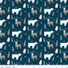 Image of Flannel Winter Magic Winter Animals Navy flannel cotton fabric by Dani Mogstad for Riley Blake Designs. Features animals on a blue background. Cute Little Fabric Shop