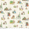 Image of Flannel Peter Rabbit™ & Friends Characters Cloud flannel cotton fabric by Riley Blake Official Licensed Product for Riley Blake Designs. Features animals on a cream background. Cute Little Fabric Shop