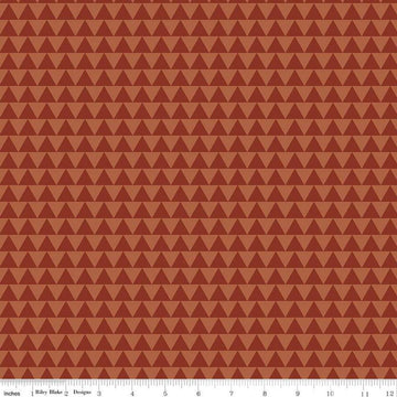 Image of Flannel Into the Woods Triangles Rust flannel cotton fabric by Diane Labombarbe for Riley Blake Designs. Features triangles on an orange background. Cute Little Fabric Shop