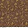 Image of Flannel Into the Woods Trees Brown flannel cotton fabric by Diane Labombarbe for Riley Blake Designs. Features plants on a brown background. Cute Little Fabric Shop