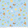 Image of Flannel Special Delivery Toss Blue flannel cotton fabric by Doodlebug Design Inc. for Riley Blake Designs. Features toys on a blue background. Cute Little Fabric Shop