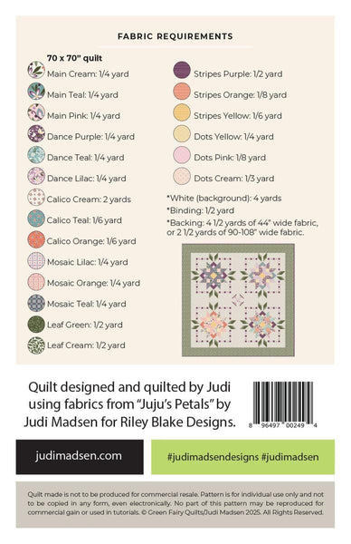 Juju's Petals Quilt PATTERN P004 by Judi Madsen - Riley Blake Designs - INSTRUCTIONS Only - Easy Blocks Negative Space
