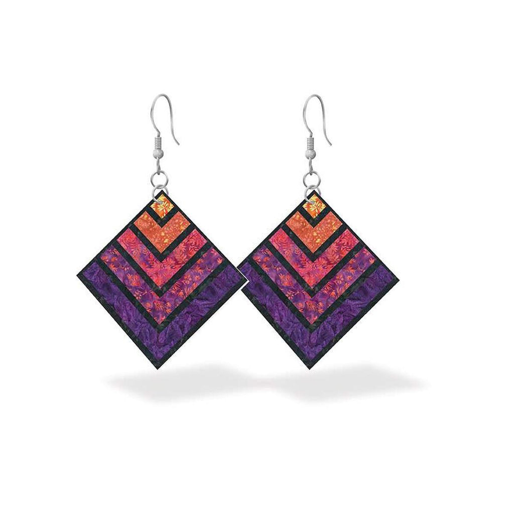 SALE Leather Square Earrings STLR-45536 Seaside Sunset - Riley Blake Designs - 100% Full Grain Leather - Hypoallergenic Hooks