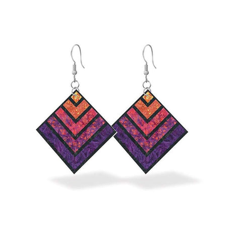 SALE Leather Square Earrings STLR-45536 Seaside Sunset - Riley Blake Designs - 100% Full Grain Leather - Hypoallergenic Hooks