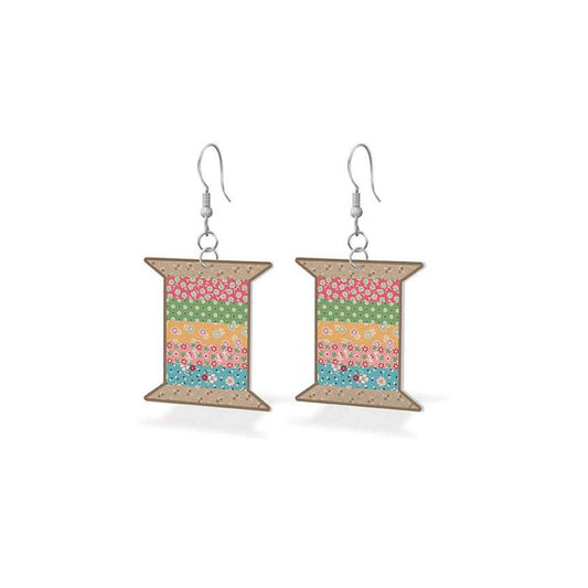 SALE Leather Spool Earrings STLR-45540 Mercantile - Riley Blake Designs - 100% Full Grain Leather - Hypoallergenic Hooks