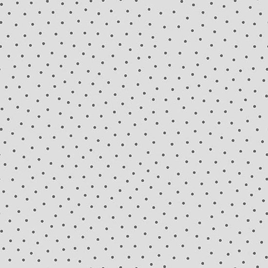 Image of Whimsies Dots Gray quilting cotton fabric by Claire Holliday for QT Fabrics. Features dots on a gray background. Cute Little Fabric Shop