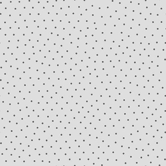 Image of Whimsies Dots Gray quilting cotton fabric by Claire Holliday for QT Fabrics. Features dots on a gray background. Cute Little Fabric Shop