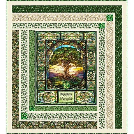 Frame Around Switch it Up Quilt Kit - QT Fabrics - Pattern Fabric - Spirit of Ireland - Irish Folklore Plant - Quilting Cotton Fabric