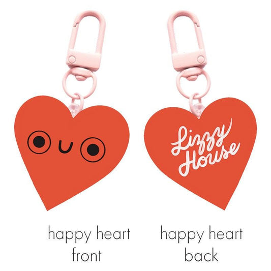 SALE Happy Heart Zipper Charm LHFVZ003 - Lizzy House - Moda Fabrics - Acrylic Resin Heart Silly Face Zipper Pull Red