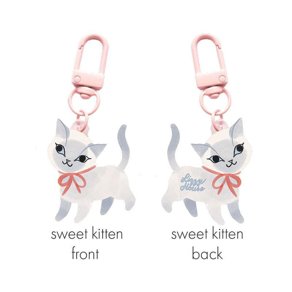Sweet Kitten Zipper Charm LHFVZ004 by Lizzy House - Moda Fabrics - Acrylic Resin Cat Kitty Siamese Gray Zipper Pull