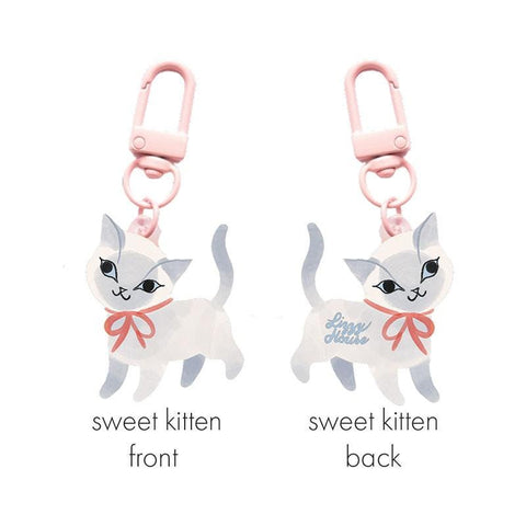 Sweet Kitten Zipper Charm LHFVZ004 by Lizzy House - Moda Fabrics - Acrylic Resin Cat Kitty Siamese Gray Zipper Pull