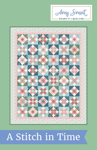 SALE A Stitch in Time Quilt PATTERN P123 by Amy Smart - Riley Blake Designs - INSTRUCTIONS Only - Nine Patch Inspired - Two Sizes