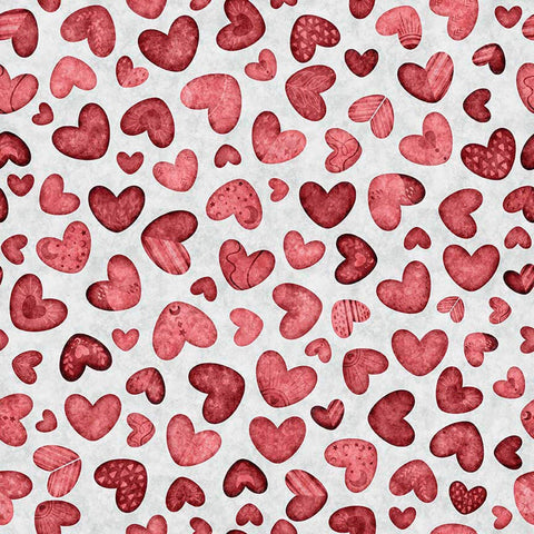 Image of Hearts & Hugs Hearts Gray quilting cotton fabric by Morris Creative Group for QT Fabric. Features hearts on a gray background. Cute Little Fabric Shop