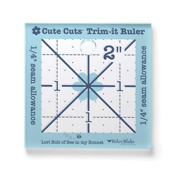 SALE Cute Cuts Trim-It Ruler 2" x 2" - STTI-46828 - Riley Blake Plastic Non-Slip Ruler