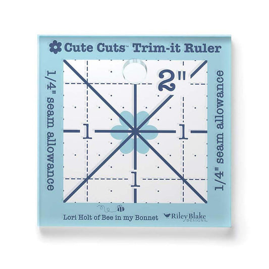 SALE Cute Cuts Trim-It Ruler 2" x 2" - STTI-46828 - Riley Blake Plastic Non-Slip Ruler