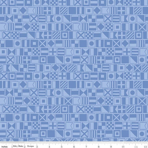 Yacht Club Flags C15921 Sky - Riley Blake Designs - Nautical Flag Icons Symbols - Quilting Cotton Fabric