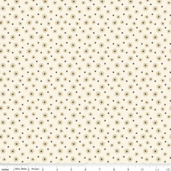 Image of Morning Latte Seedpods Latte quilting cotton fabric by Sandy Gervais for Riley Blake Designs. Features flowers on a cream background. Cute Little Fabric Shop