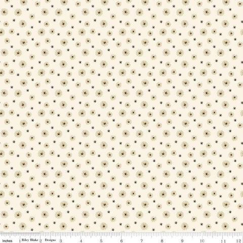 Image of Morning Latte Seedpods Latte quilting cotton fabric by Sandy Gervais for Riley Blake Designs. Features flowers on a cream background. Cute Little Fabric Shop