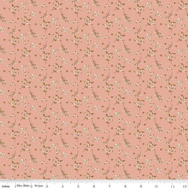 Image of Morning Latte Berries Pink quilting cotton fabric by Sandy Gervais for Riley Blake Designs. Features berries on a pink background. Cute Little Fabric Shop
