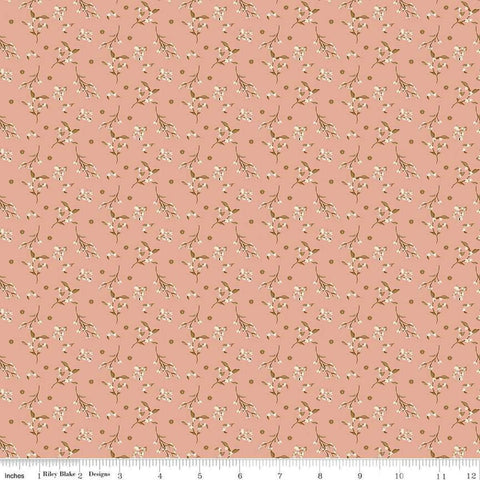 Image of Morning Latte Berries Pink quilting cotton fabric by Sandy Gervais for Riley Blake Designs. Features berries on a pink background. Cute Little Fabric Shop