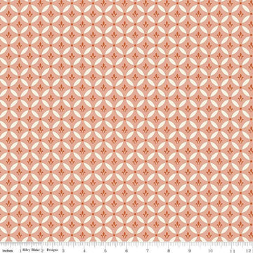 Image of Morning Latte Tile Pink quilting cotton fabric by Sandy Gervais for Riley Blake Designs. Features geometric designs on a pink background. Cute Little Fabric Shop