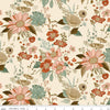 Image of Morning Latte Main Latte quilting cotton fabric by Sandy Gervais for Riley Blake Designs. Features flowers on a cream background. Cute Little Fabric Shop